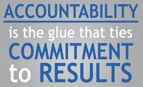 Poster that says "Accountability is the glue that ties commitment to results"