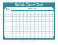 Blank monthly chore chart