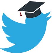 Academic Twitter -- the blue bird that is Twitter's icon wearing a black mortarboard